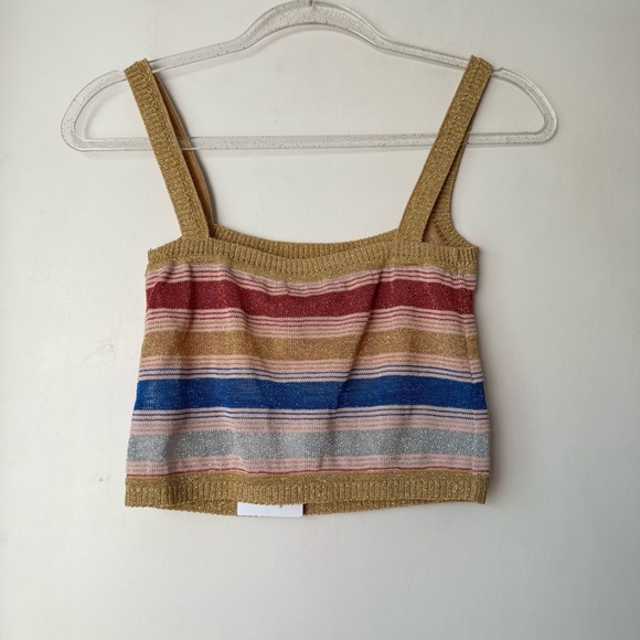 Suboo Mila Colorful Metallic 70s Stripe Crop Tank Top XS NWT - Picture 4 of 5